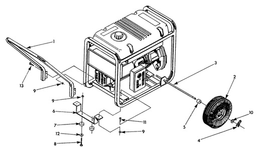 Wheel Kit Diagram and Parts List for 9860-0-1N166  Briggs and Stratton Generator